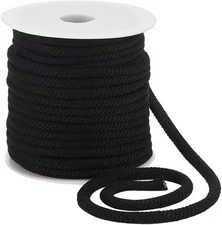 27.34 Yards Black Thread Cord, 6mm Polycotton Drawstring Replacement Soft Rop...