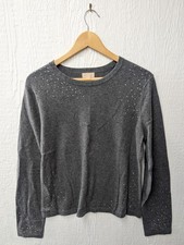Vintage Target 100% Cashmere Gray Rhinestone Pullover Sweater Women's Size Large