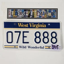 WEST VIRGINIA LICENSE PLATE 🔥FREE📬🔥 07E 888 ~ REPEATING TRIPLE NUMBER 8 TAG