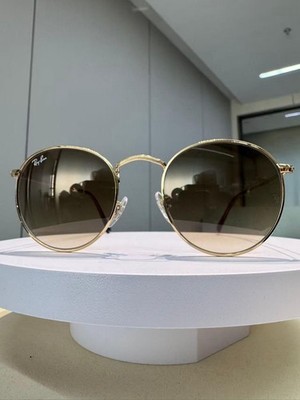 New Ray-Ban RB3447 Round Metal Gradient Brown Sunglasses