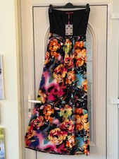NEW WITH TAG MULTICOLOURED FLORAL BANDEAU STRETCHY MAXI DRESS SIZE 16