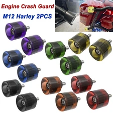 2X Protective Sliders Crash Bar End Balls Engine Guard Protector M12 For Harley