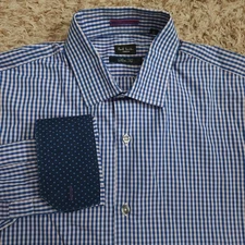 Paul Smith Slim Fit Mens L 16/38 Blue Plaid Long Sleeve Button Up Casual Shirt