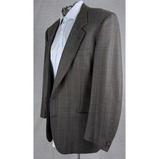 Valentino Uomo Vintage Brown Glen Plaid Wool Blazer Sport Coat Italy 52REG