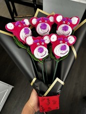 Artificial Bear Flower Bouquet Arrangement - Pink, White Green Floral D cor