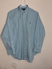 Ralph Lauren Classic Fit Button Blue Down Long Sleeve Shirt Mens Size 16 32/33
