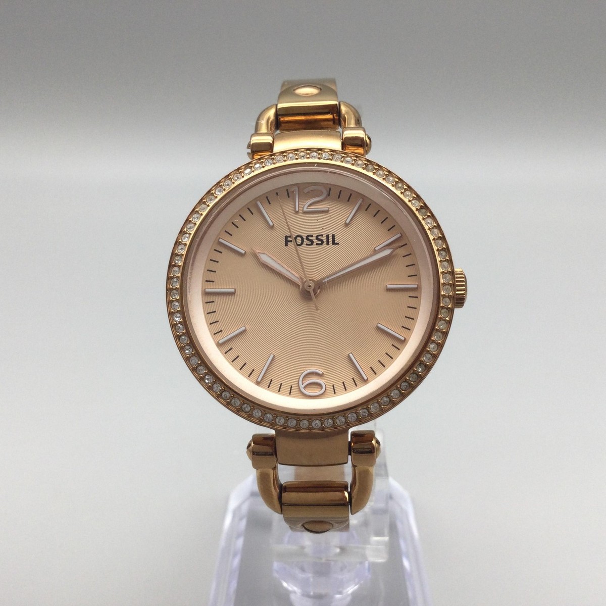 Fossil Womens Watch 32mm Rose Gold Tone Crystals ES3226 New