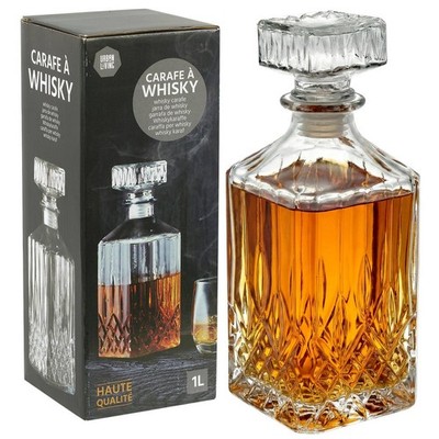 1L Glas Whisky Karaffe Kristallschliff Karaffe Hausbar Schnaps Spirituosen Alkohol Geschenk