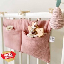 YeeMan Pink Baby Crib Hanging Storage Bag 2 Pockets Organizer