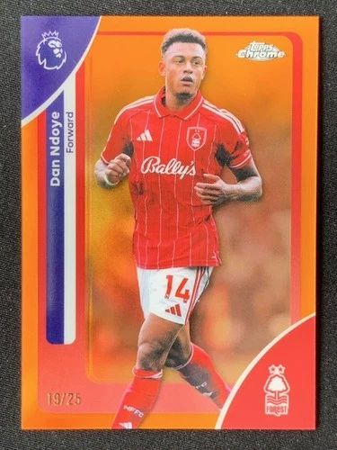 Dan Ndoye 2025-26 Topps Chrome Premier League Orange Refractor Base /25 #153
