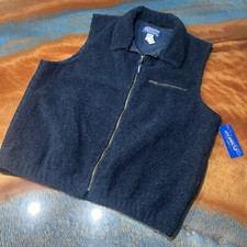 Vintage Men’s PENDLETON Sherpa FLEECE VEST Made In USA pockets Navy Blue Size M