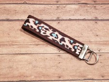 Aqua Cheetah Wrist Keyfob / Wristlet Keychain