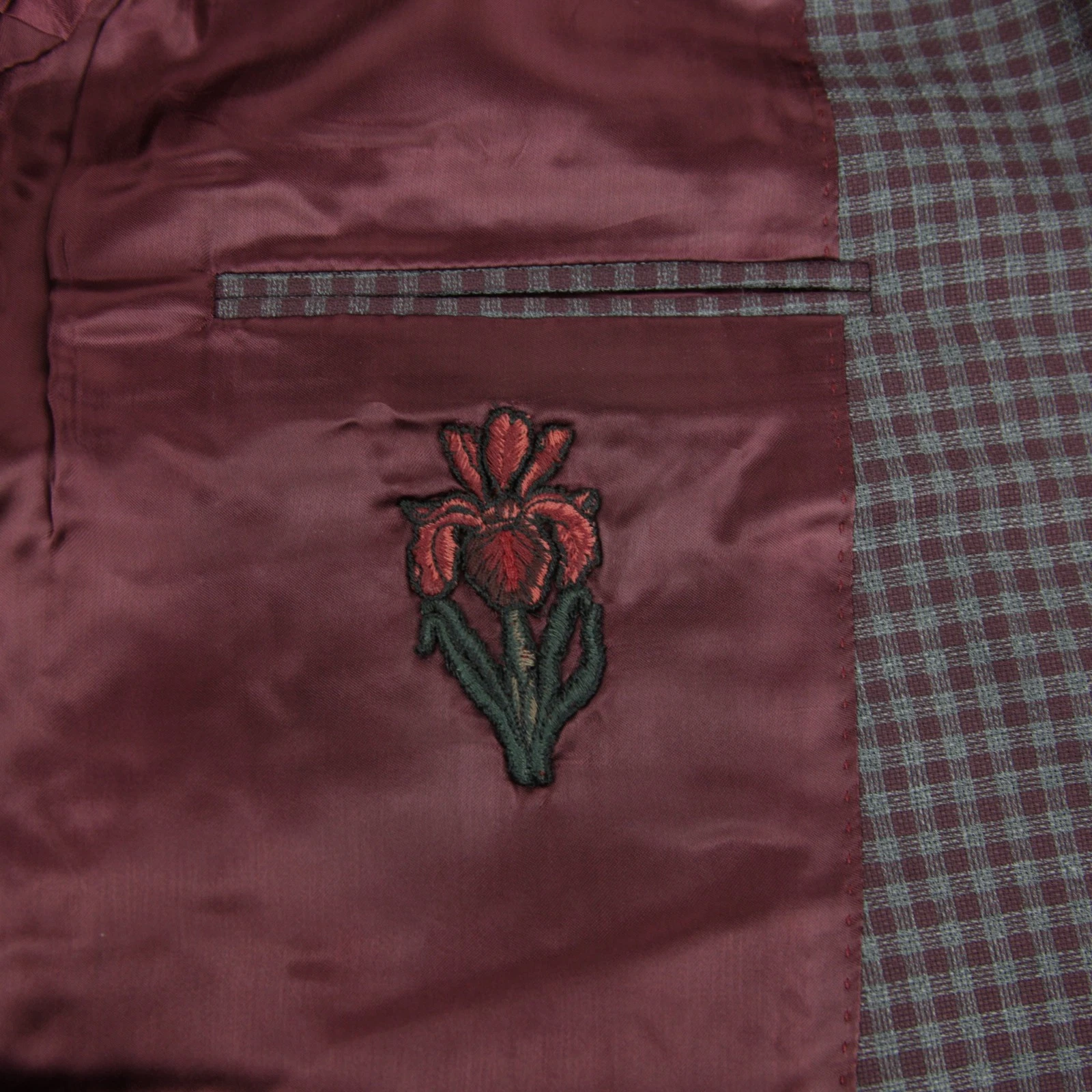 $1650 Gucci Uomo Grigio Borgogna Lana Vichy 2 Bottoni 406675 6086