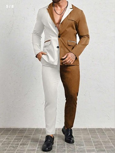 Business Men Suits Slim Fit Notch Lapel Single Breasted Formal Prom Double Vents - Picture 6 of 17