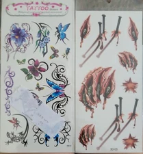 2 Sheets Temporary Waterproof 3D Mix Tattoos Stickers Body Art 