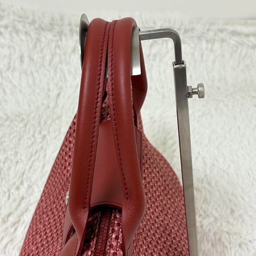 Auténtico Bolso de Mano Longchamp Rojo Rosa Nailon Cuero Estampado Sin Correa para el Hombro - Imagen 10 de 15