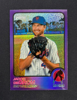 2022 Topps Heritage Jacob deGrom Hot Box Chrome Purple Refractor #250 Mets