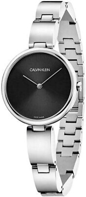 New Swiss Made CALVIN KLEIN Wavy Black Dial Ladies Quartz Watch