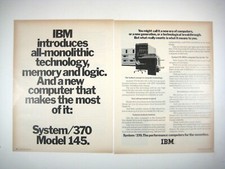 IBM System 370 Model 145 Vintage Advertisement Print 2 Page 1970