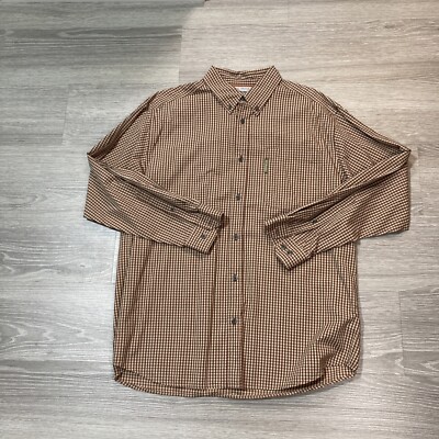 Columbia Shirt Mens L Long Sleeve Rust Check Classic Fit Lightweight Button Up