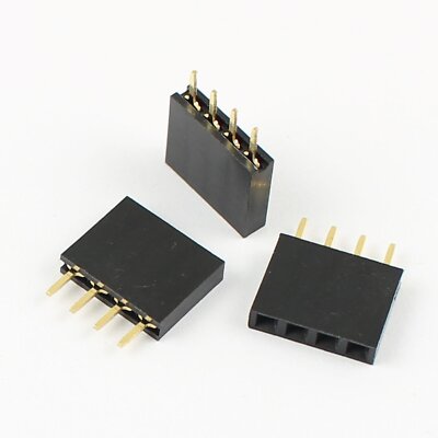 10Pcs 2.54mm Pitch 1x4 Pin 4 Pin Female Single Row Straight Header Strip #T7