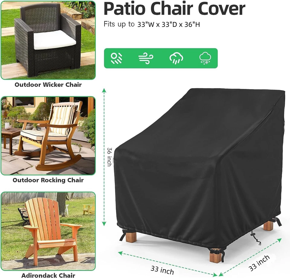 HBN 2 piezas fundas para sillas de exterior, cubiertas para muebles de césped/patio, 33" de ancho x 33" de profundidad x 36" de alto Foto 2 de 4