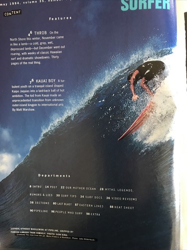 SURFER MAGAZINE MAY 1994 VOL 35 #5 STRIDER WASILEWSKI AT PIPELINE-MYLES PADACA - 第 2/3 張圖片