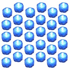 30 Pack Blue Submersible Waterproof Underwater Battery LED Tea Light Wedding