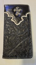 Men's Western wallet Long Roper BLACK / WESTERN JESUS CROSS CONCHO