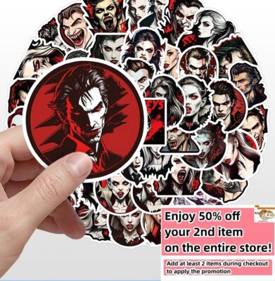 50pcs Waterproof Vinyl Stickers Vampire Count Dracula Luggage Phone Laptop Car