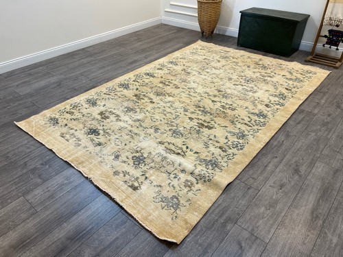 Floral Rug, Handmade Wool Rug, Large Turkish Rug, Living Room Rug, 6.3 x 9.5 ft - Picture 4 of 10