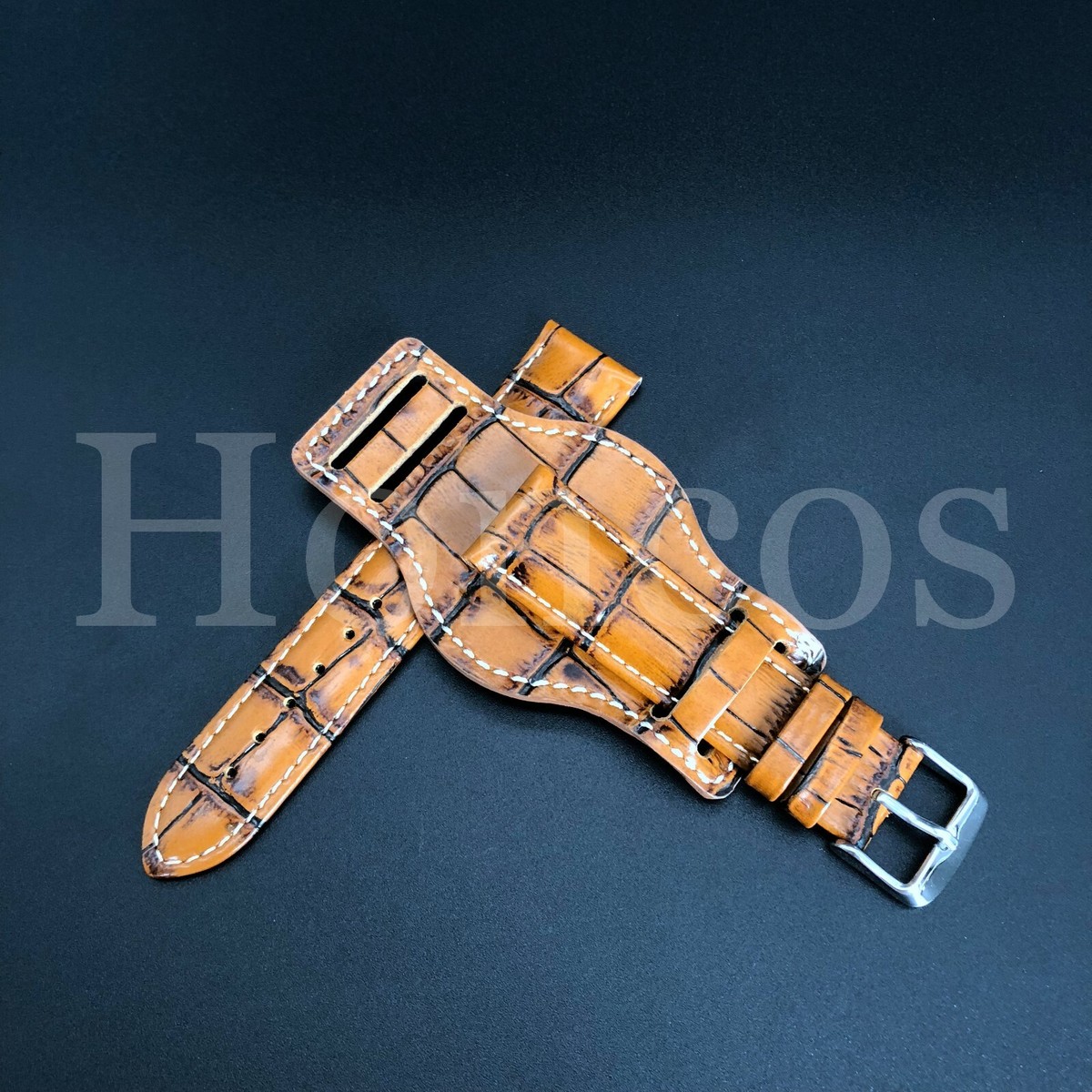Bracelet De Montre En Cuir De Crocodile Légitime – Marron, Largeur 20mm – Neuf Sans Boîte