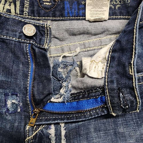 Ariat Men's Jeans 30x35 Blue Distressed Relaxed Fit Straight Leg Western Denim - Picture 13 of 13