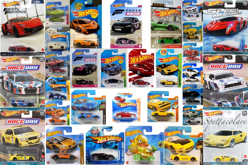 Hot wheels Audi BMW Bugatti Ferrari Ford JDM Lamborghini Mercedes Porsche volvo