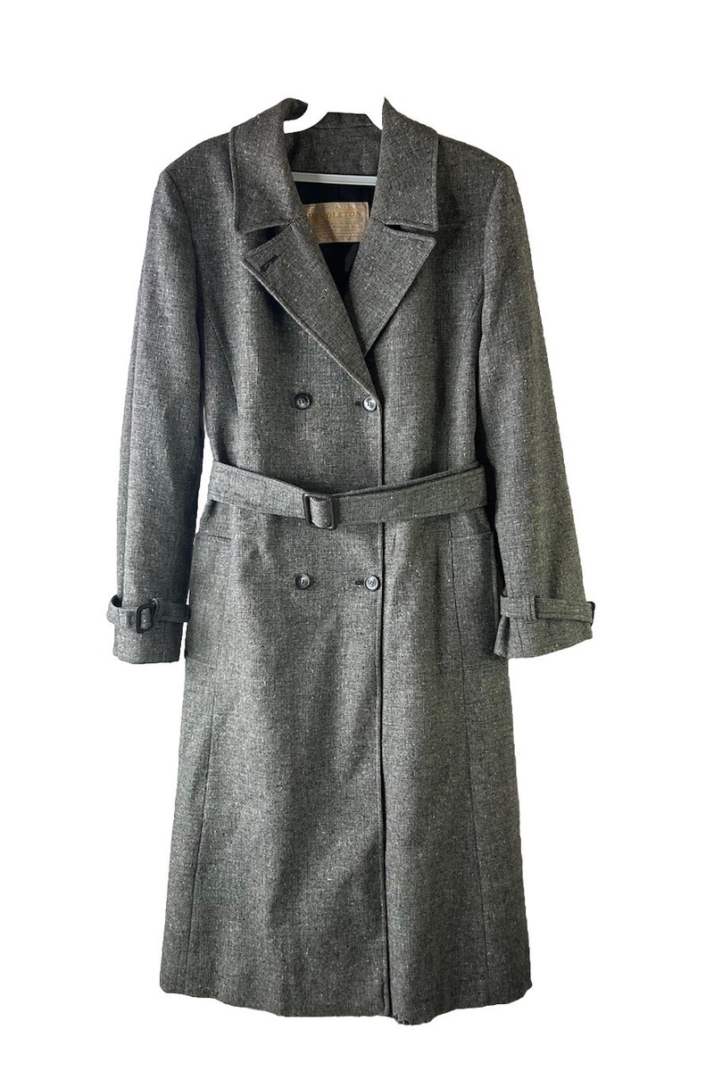 Vintage 70s Pendleton Medium Virgin Wool Double Breast Belt Trench