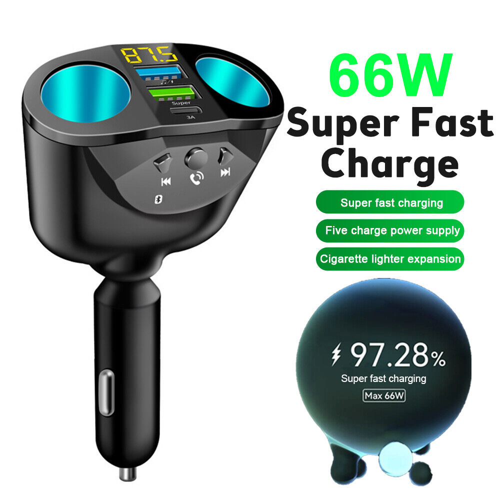 Cheap 66W Car Phone Charging Adapter Car Mp3 Player Bluetooth FM  Transmitter Car Handsfree Calling Kit