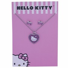 Sanrio Hello Kitty Jewelry Set: Hello Kitty Necklace Enamel Hello Kitty Earrings
