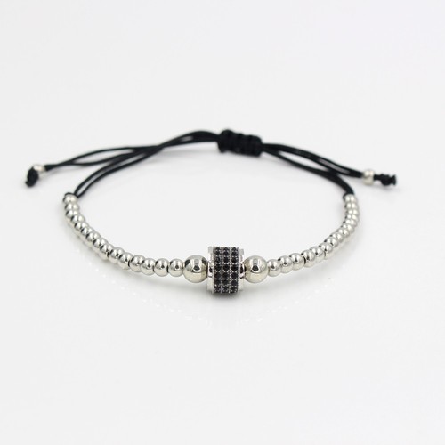 Men Women New Style Anil Arjandas Bracelet Pave Macrame in 18k White Gold Finish - Picture 4 of 11