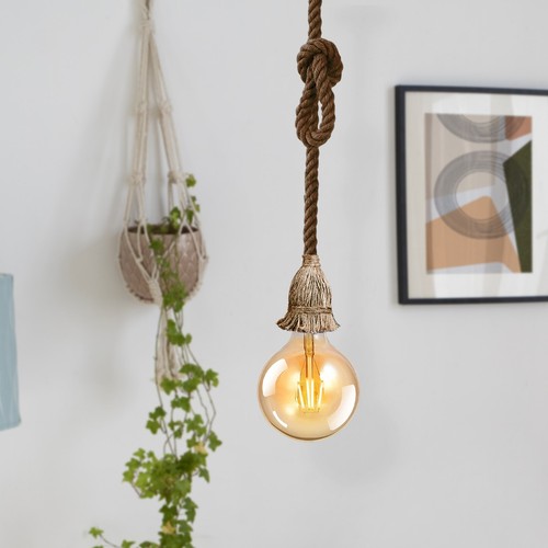 Industrie Hanf Seil Pendelleuchte Deckenlampe Vintage Retro Loft Lampe Kit E27 - Bild 35 von 49