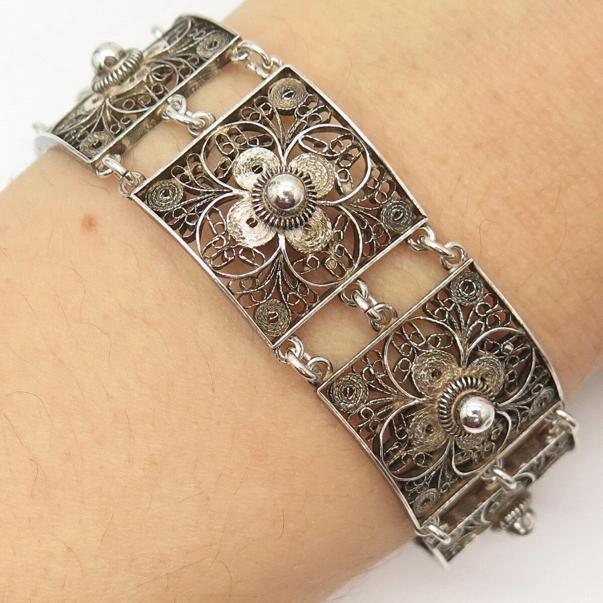 Silver filigree deals bracelet antique