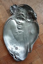 Jugendstil Visitenkarten Sch&auml;lchen aus Britannia Metall versilbert um 1900