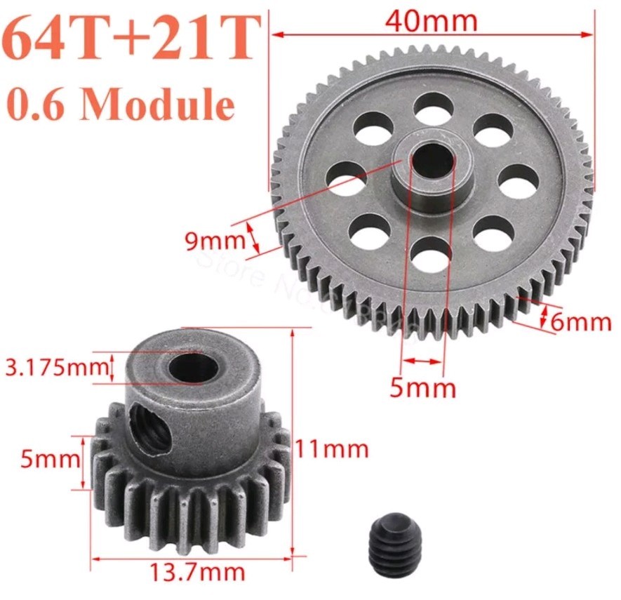 Redcat Racing Upgraded Hardened Steel Gears  64T Spur 21T Pinion Volcano EPX PRO