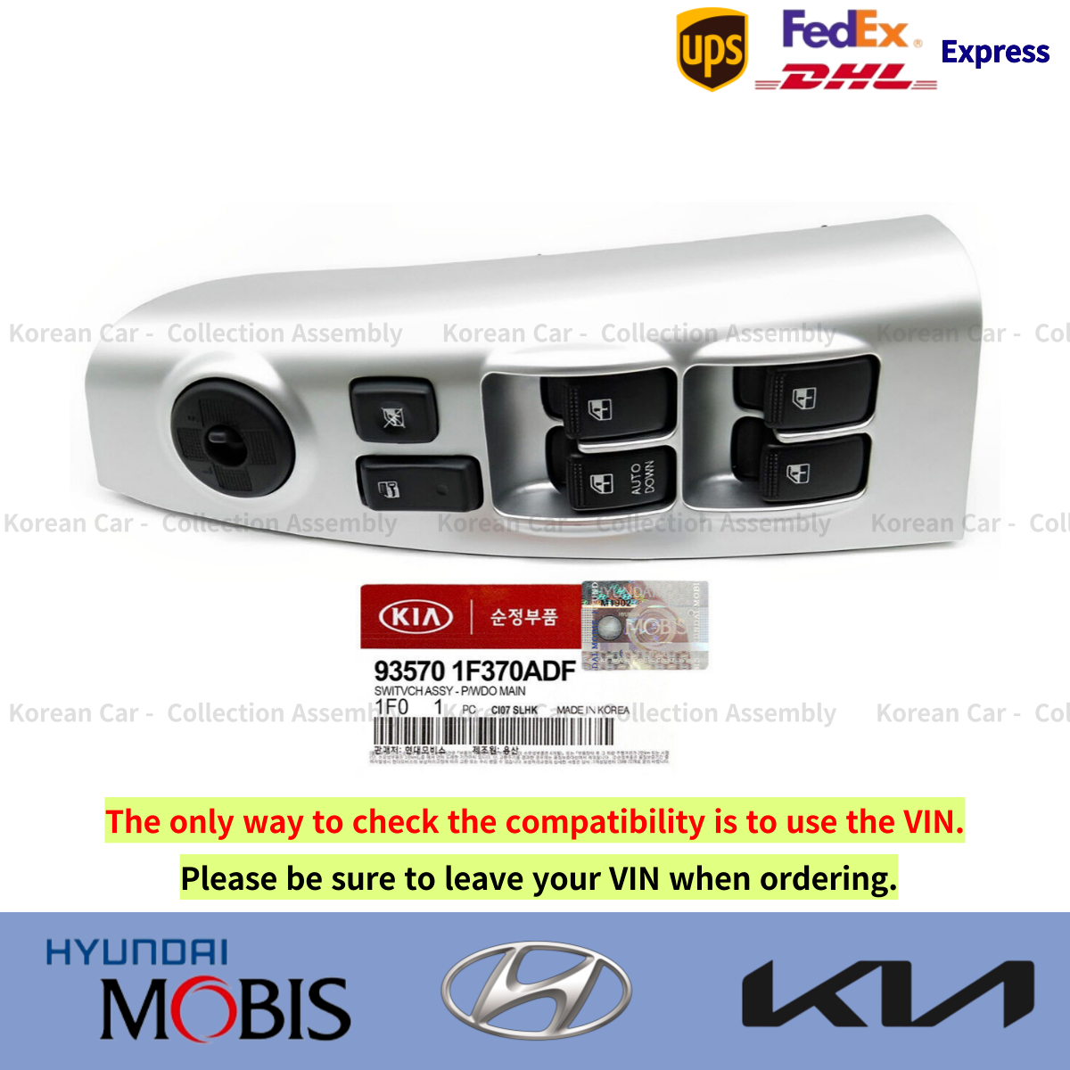 935701F370ADF GENUINE Front Left Power Window Main Switch for KIA