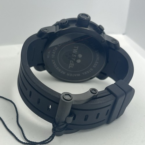 TW Steel Men Black Chronograph 50mm Silicone Stainless Steel 10ATM Watch TW129 - Picture 7 of 8