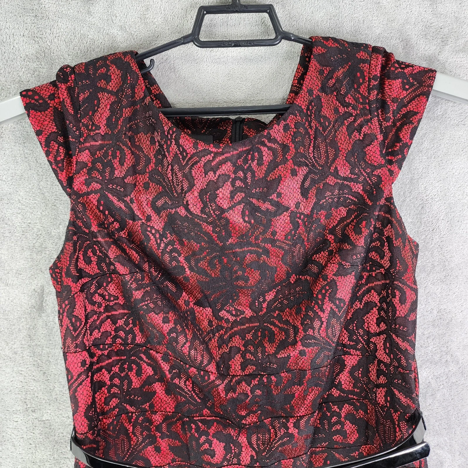 Mini abito donna Alyx rosso e nero pizzo sovrapposto maniche corte con cintura taglia 12