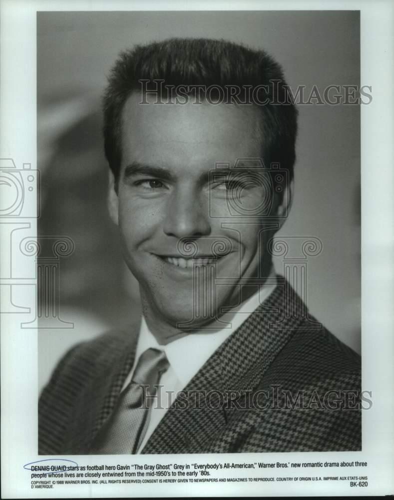 1989 Press Photo Dennis Quaid stars as football hero in "The Gray Ghost"