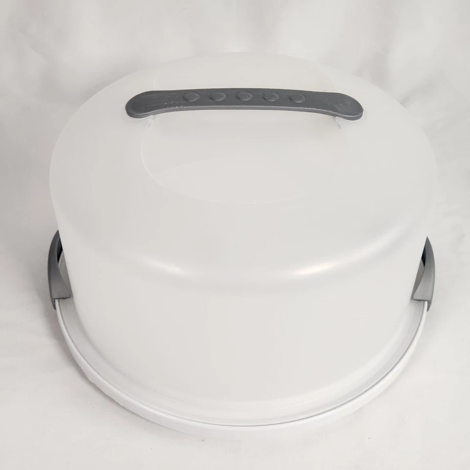 Servidor de bolo Sterilite comporta porta-bolos redondo 12” com tampa alça branca em excelente estado usado - Imagem 3 de 4