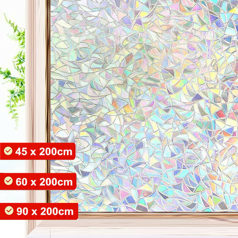 Privacy Window Glass Film Sticker Stained Anti UV Self-adhesive Rainbow ...