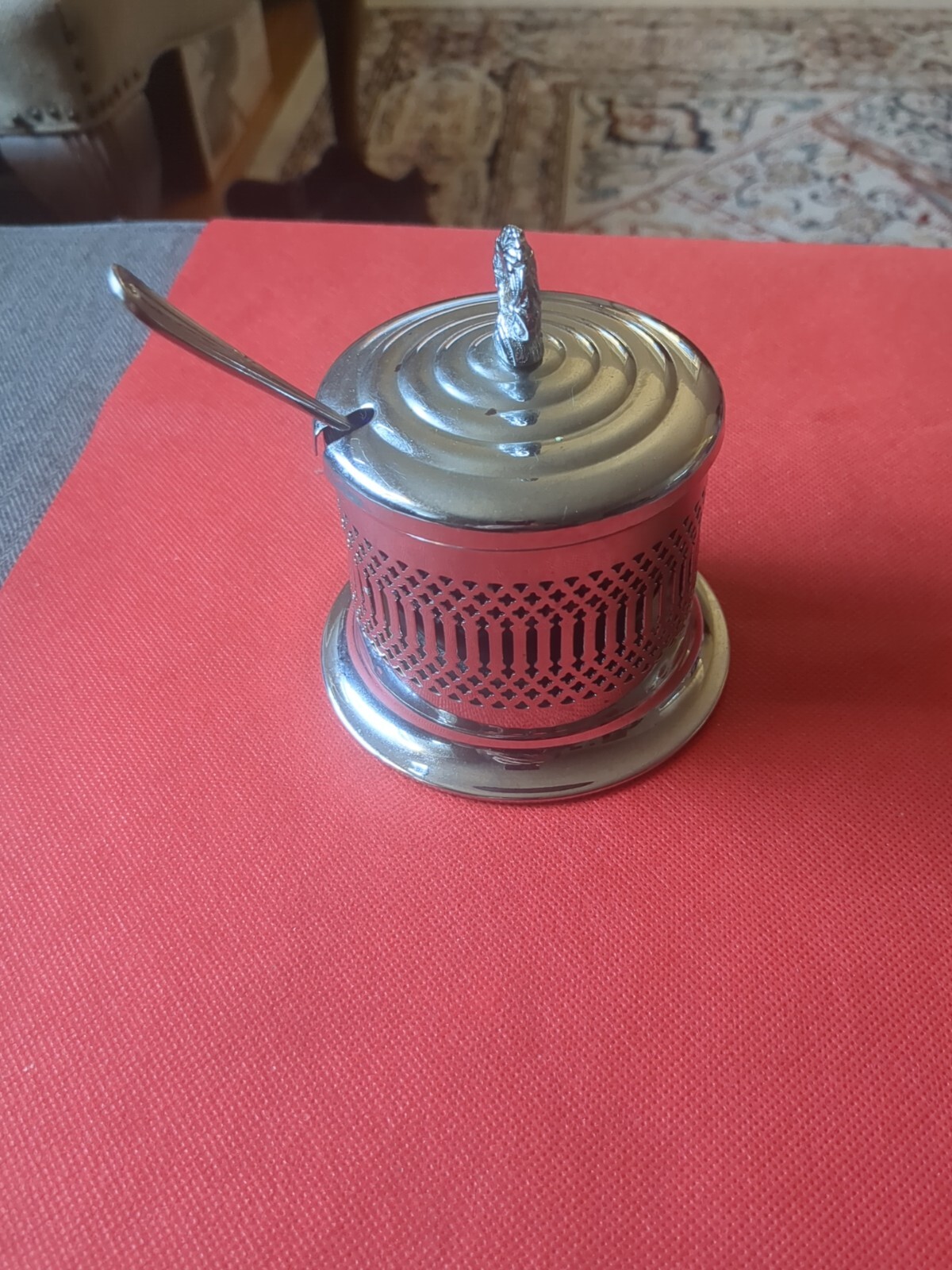 Vintage England Celtic Quality Silver Plate Pierced Condiment Jar with Insert