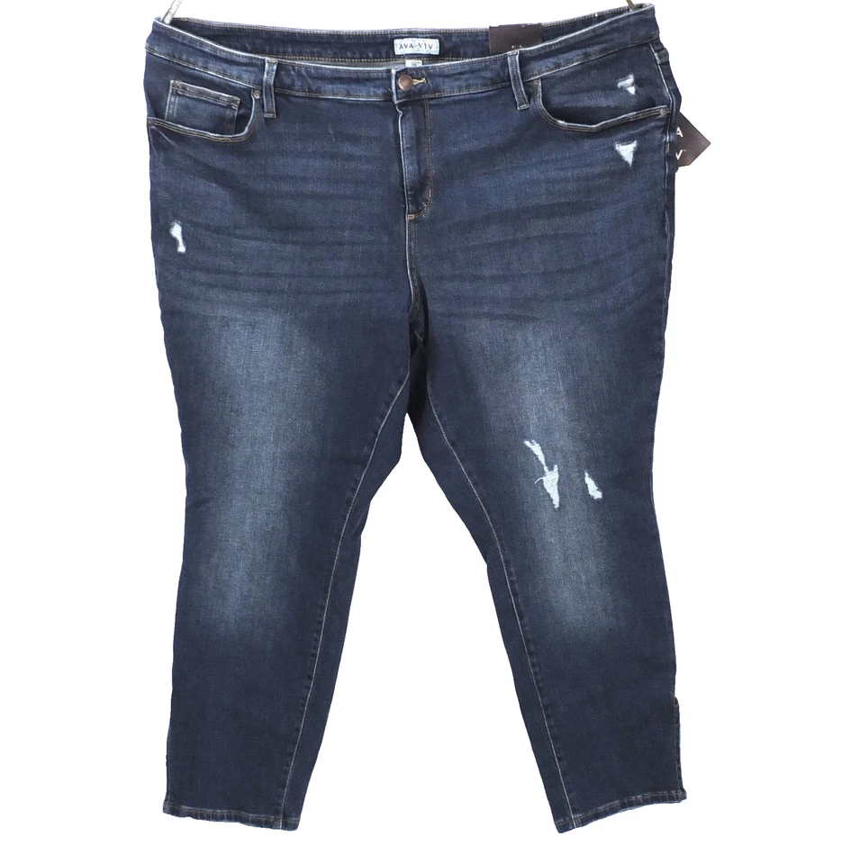 NWT AVA & VIV Blue Plus Size 26W Jeans Mid-Rise Skinny Tummy Control Stretch - Image 3 of 4